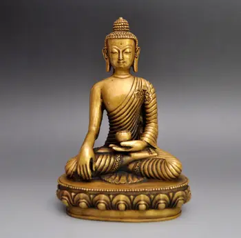 

Old Chinese brass hand-carved fine Buddhism statue