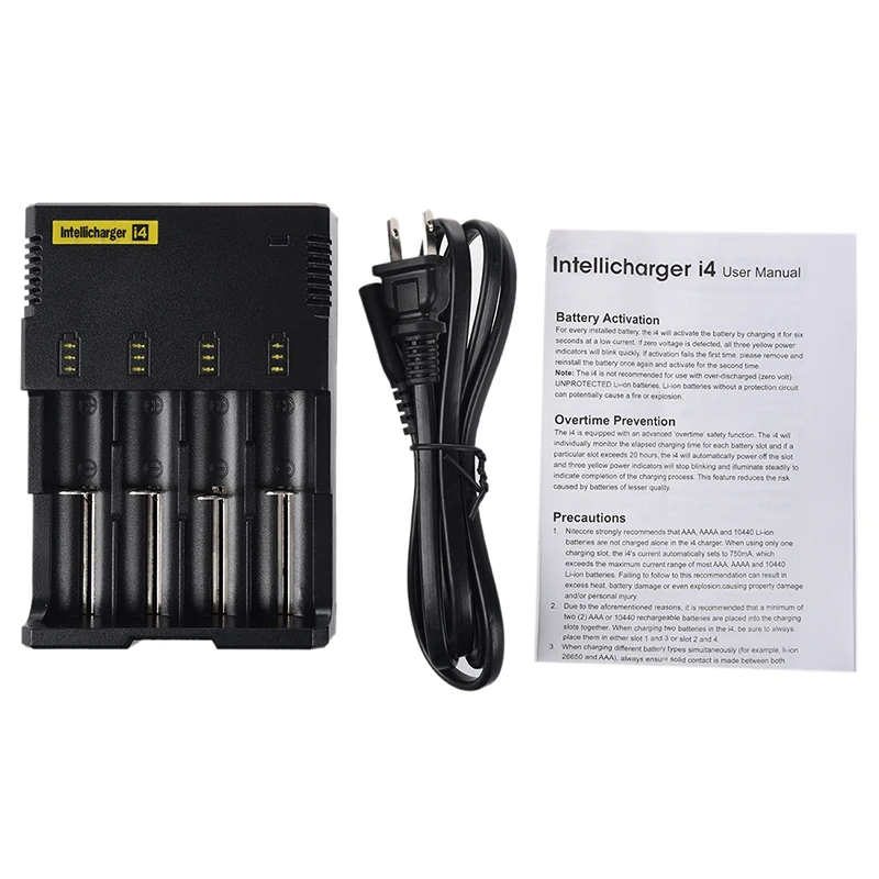 Nitecore i4 интеллектуальное зарядное устройство для Li ion/NiMH NiCD 18560 500 350 AA AAA C|Зарядные
