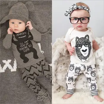 

Newborn Sport Suits Summer Children's clothing Printed Style Baby Clothing Set Boy Little Monsters Long Sleeve 2 Piece