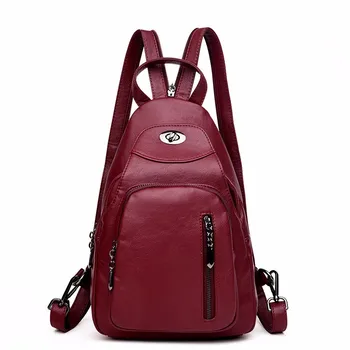 

2019 Female Leather Backpacks High Quality Mochila Feminina Sac A Dos Small Vintage Bagpack Luxury Designer Backpacks For Girls