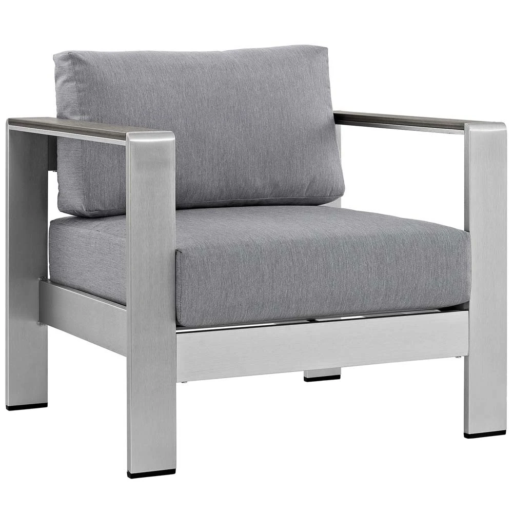Silver Gray Shore Outdoor Patio Aluminum Armchair | Мебель