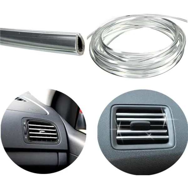 4m U Shape Air Vent Outlet Car Grille Switch Rim Chrome Trim Strip Moulding