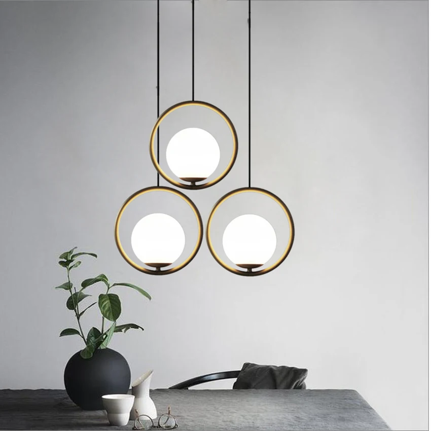  Nordic Modern Led Glass Ball Pendant Lights Restaurant Living Room Cafe Bedroom Bar Pendant Lamp li - 33007844170