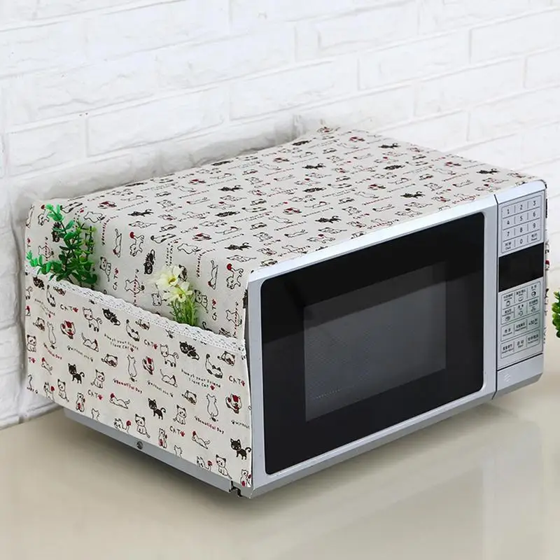 

Linen Simple And Stylish Microwave Oven Cover Dust Proof Cover Oven Cover With Storage Bag On Both Sides