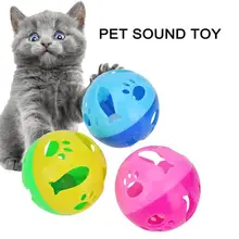 1 шт. 10 см милый мультфильм выдалбливают пластиковые Pet колокольчик мяч кошка звук интерактивная игрушка подарок