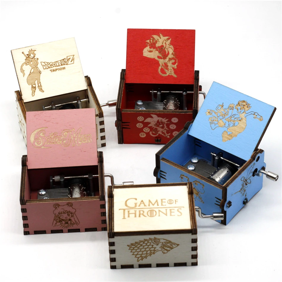 

2019 New Red Dragon Ballgt Wood Hand Crank Music Box Game Of Thrones Digimon Children's Birthday Gifts