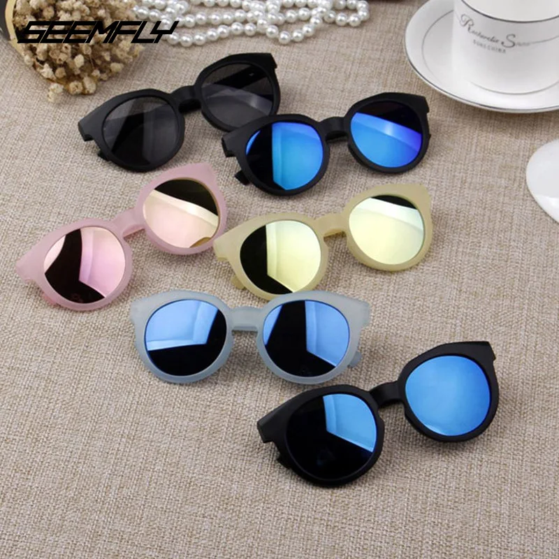 

Seemfly Colorful Sunglasses Reflective Mirror Boys Girls Children Baby Sun Glasses Eyewear Kids Fashion Eyeglasses UV Protective