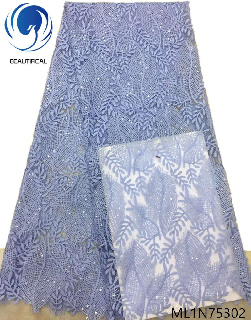 

Beautifical african lace fabrics 2019 high quality bling laces fabrics shiny lace fabrics for wedding 5yards/lot ML1N749