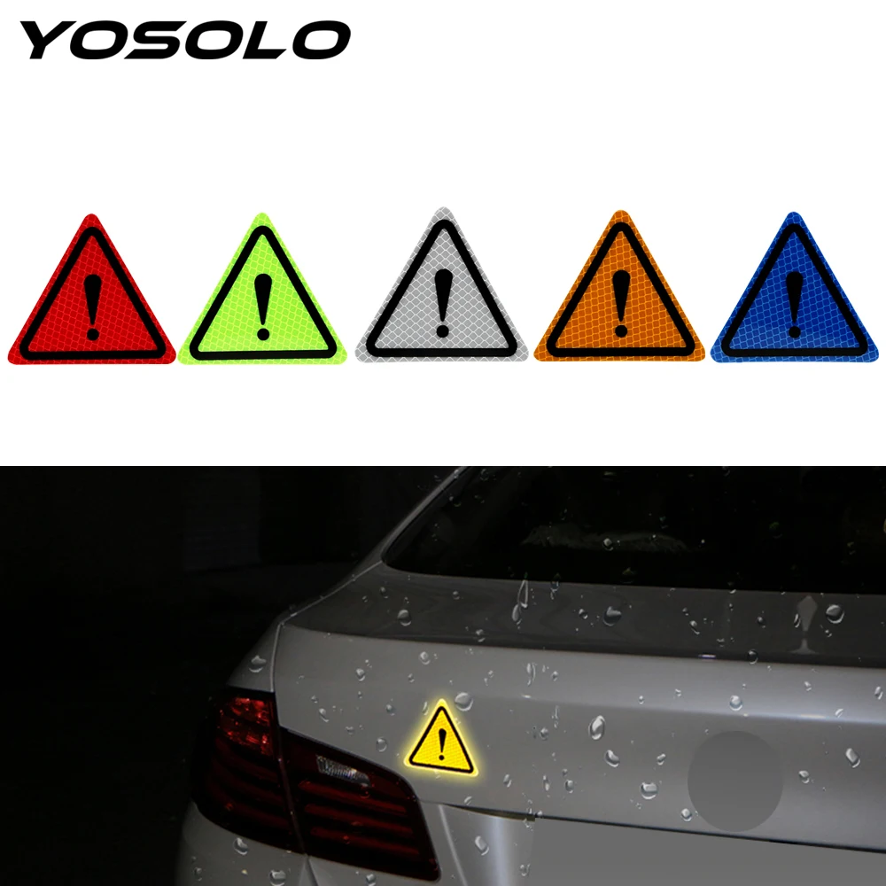 

YOSOLO Triangle Warning Label Bumper Decals Reflective Warning Sticker Auto Decor Motorcycle Car Body Decorative Paster
