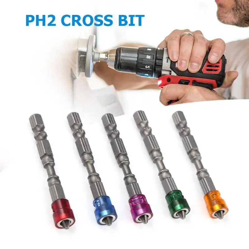 

5pcs 65mm S2 Magnetic Screwdriver Bit Anti Slip Cross PH2 Electric Screw Driver Set for Power Tools Multi-use Drill Bits
