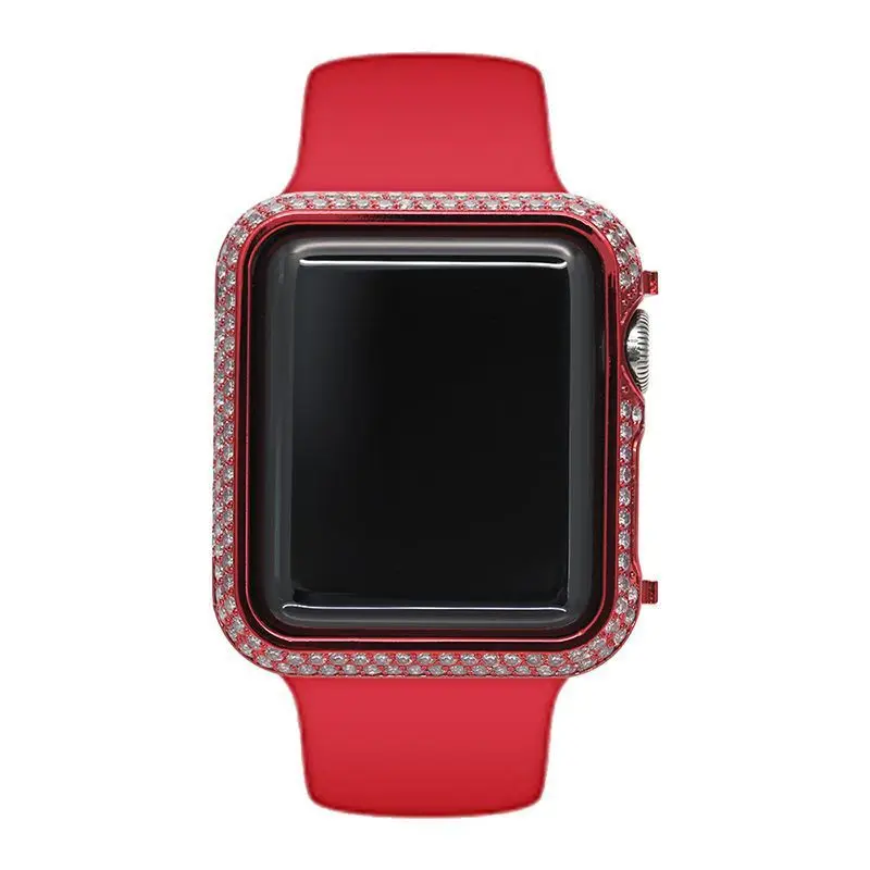 

for Apple Watch band 4 Iwatch 1/3/2 42mm 38mm 44mm 40mm Red gold-plated case with diamond frame frame drop protection shell