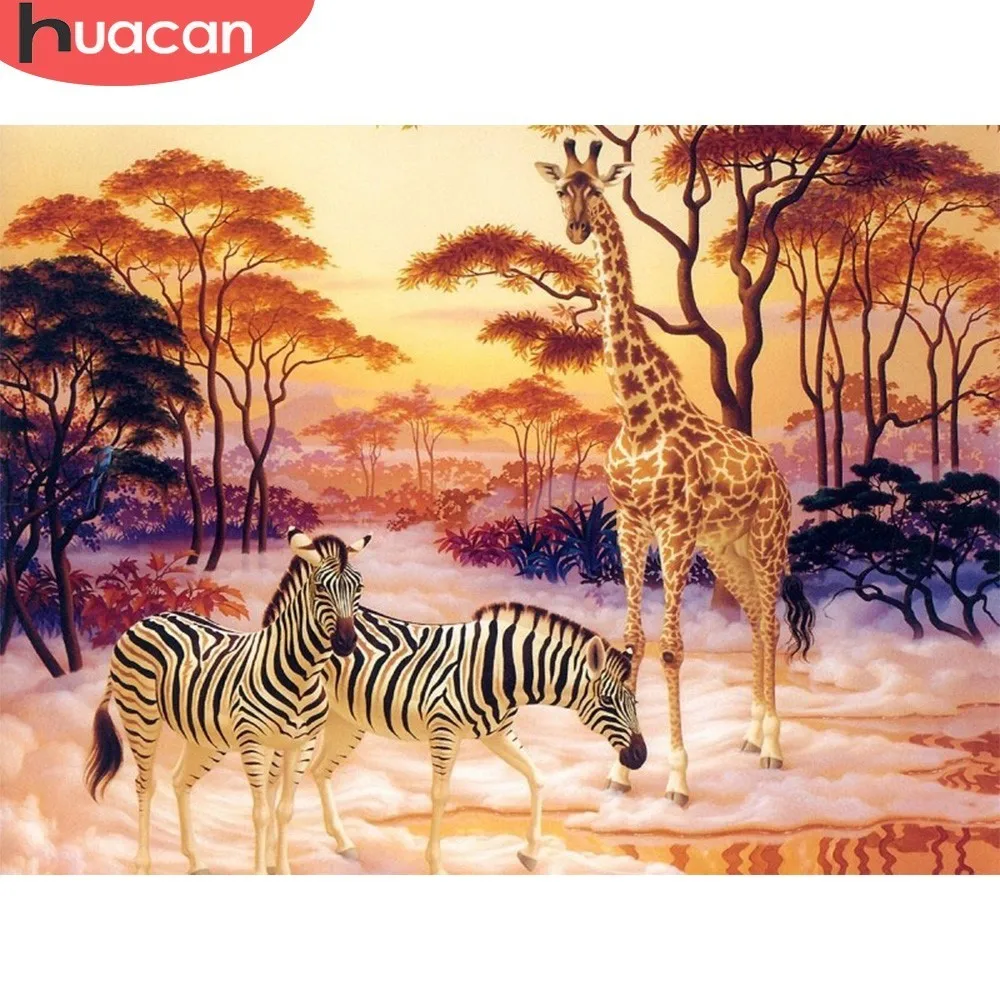 

HUACAN 5D DIY Diamond Painting Animal Giraffe Diamond Mosaic Embroidery Scenic Full Dill Square Rhinestone Home Decor Handmade