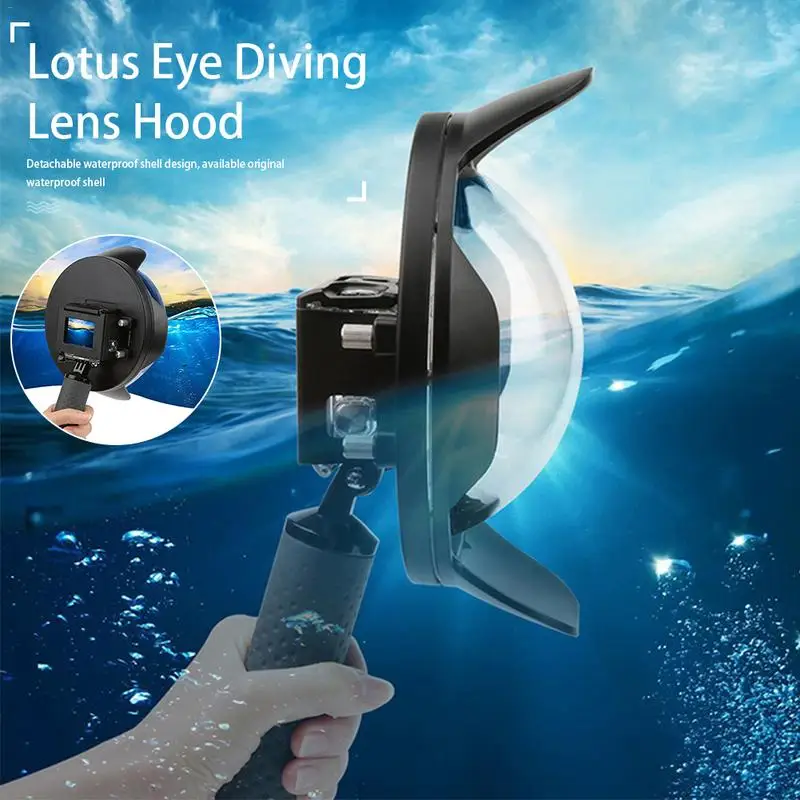 

Water Lens Hood for Gopro 5 6 Lotus Shape Dome Removable Waterproof Shell for Original Camera for Snorkeling Diving Underwater A