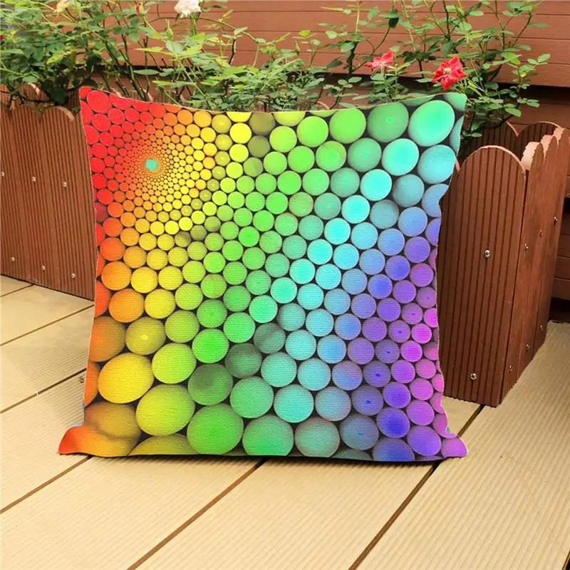 

Colorful Abstract Rainbow Cushion Case Waist Pillow Case Geometry Painting Linen Throw Pillowcases geometric for neck