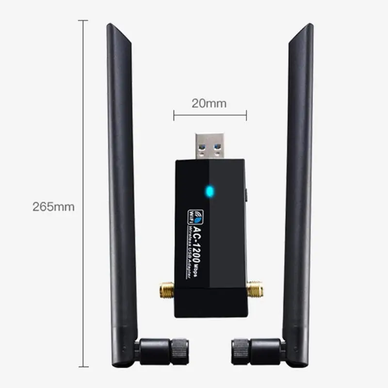

Mini USB WiFi Adapter 1200Mbps WiFi Dongle NIC Wi-Fi Receiver Wireless RTL8812AU 2.4GHz / 5GHz IEEE802.11ac / a / n / g / b Ethe
