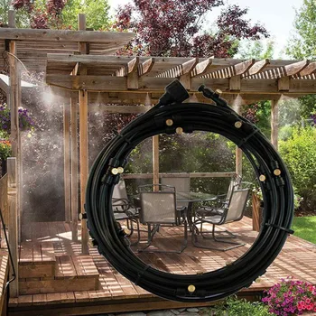 

F274 Garden Water Misting Kits 60FT White and Black Patio Misting Kit Assembly Easy to build and Install Without Power Mist Kits