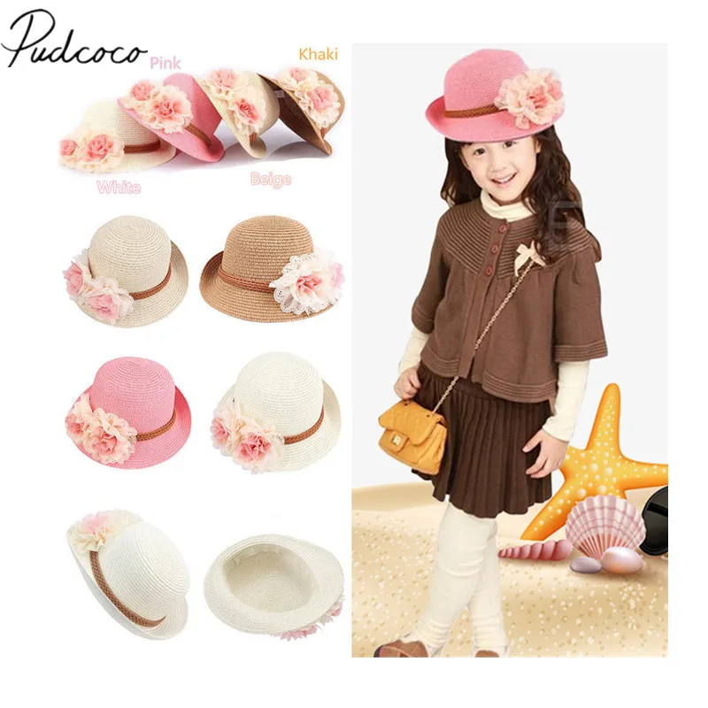 

2019 Brand New Summer Girl Flap Straw Wide Floppy Sun Beach Brim Princess Floral Hollow Sunhat Beach Sun Floppy Hat Cap Sunhat