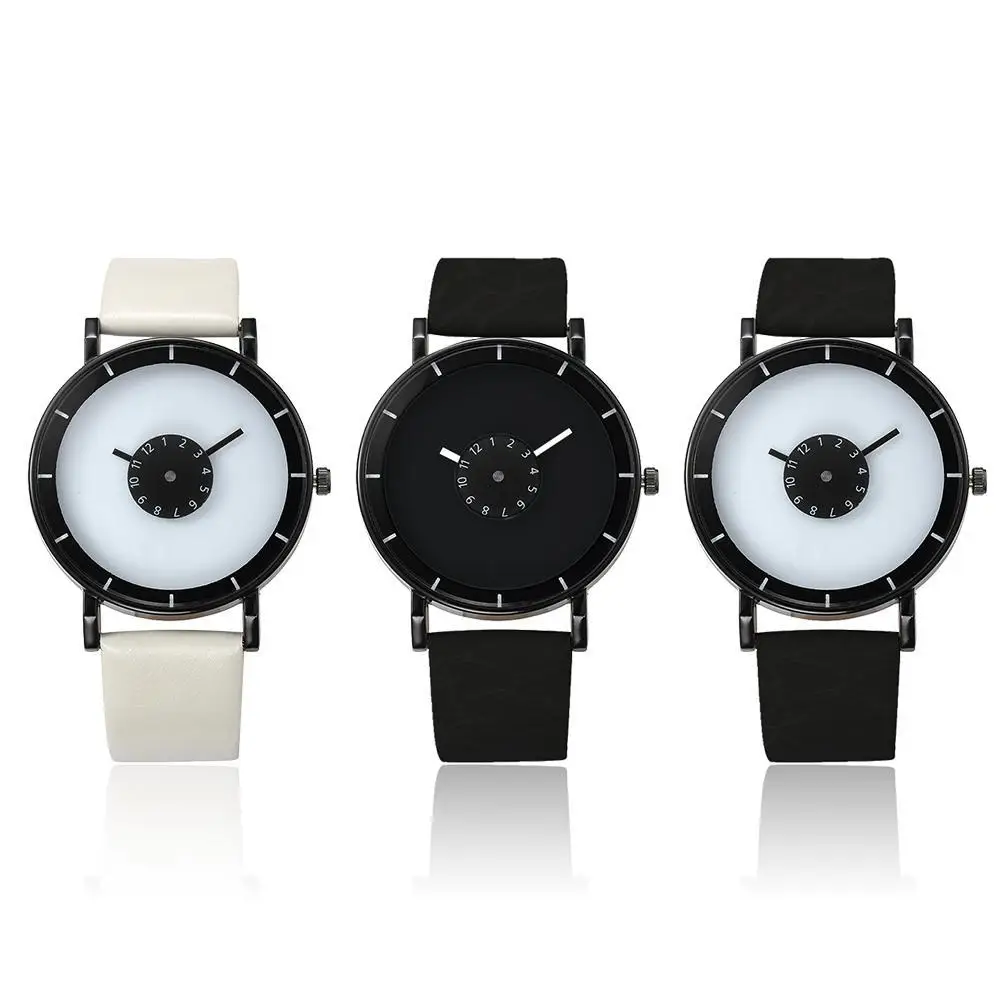 

2018 Men Gift Enmex Brief Ddesign Long Rremovable Strap Creative Upside Down Hand Unique Design For Young Fashion Quartz Watches