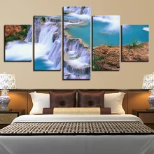Modern Canvas Painting Wall Art Pictures 5 Pieces Lake Waterfall Mountain Natural Scenery Home Decor HD Printed Poster Framework Modern Canvas Painting Wall Art Pictures 5 Pieces Lake Waterfall Mountain Natural Scenery Home Decor HD Printed Poster Framework