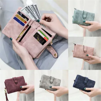 

New Lady Woman PU Leather Money Bag Clutch Wallet Short Pu Purse Coin Card Hold Casual Wallet