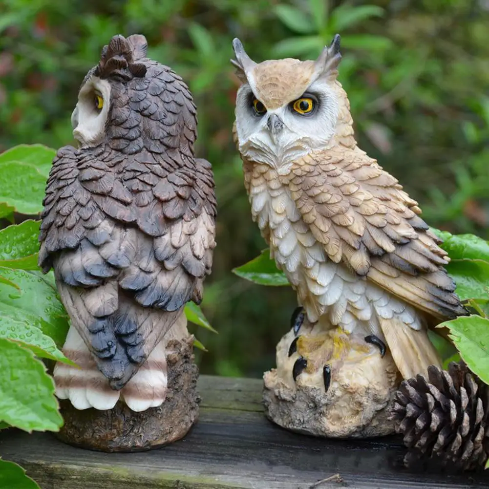 Simulate Owl Shape Decoy Realistic Adornment for Garden Birds Outdoor Decoration