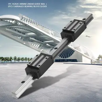 

1pc HGR20-300mm Linear Guide Rail + 2pcs Carriages Bearing Block Slider 300mm Guide Rail Slider 300mm Guide Rail