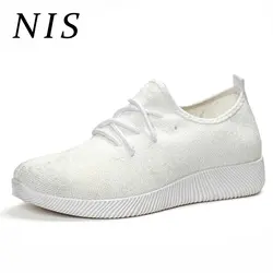 NIS/сетчатые кроссовки, женская обувь, повседневная легкая дышащая обувь на шнуровке, однотонная обувь на плоской подошве, женские летние