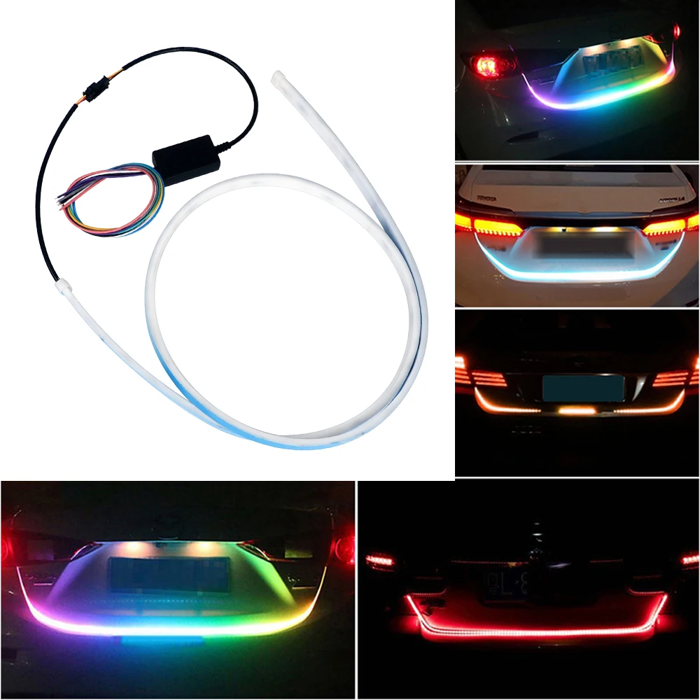 

Car Rear Trunk LED Strip Tail Light Dynamic Streamer Warning Light Flowing Turn Signal Reverse Lamp 12V RGB IP68 Tailgate strip