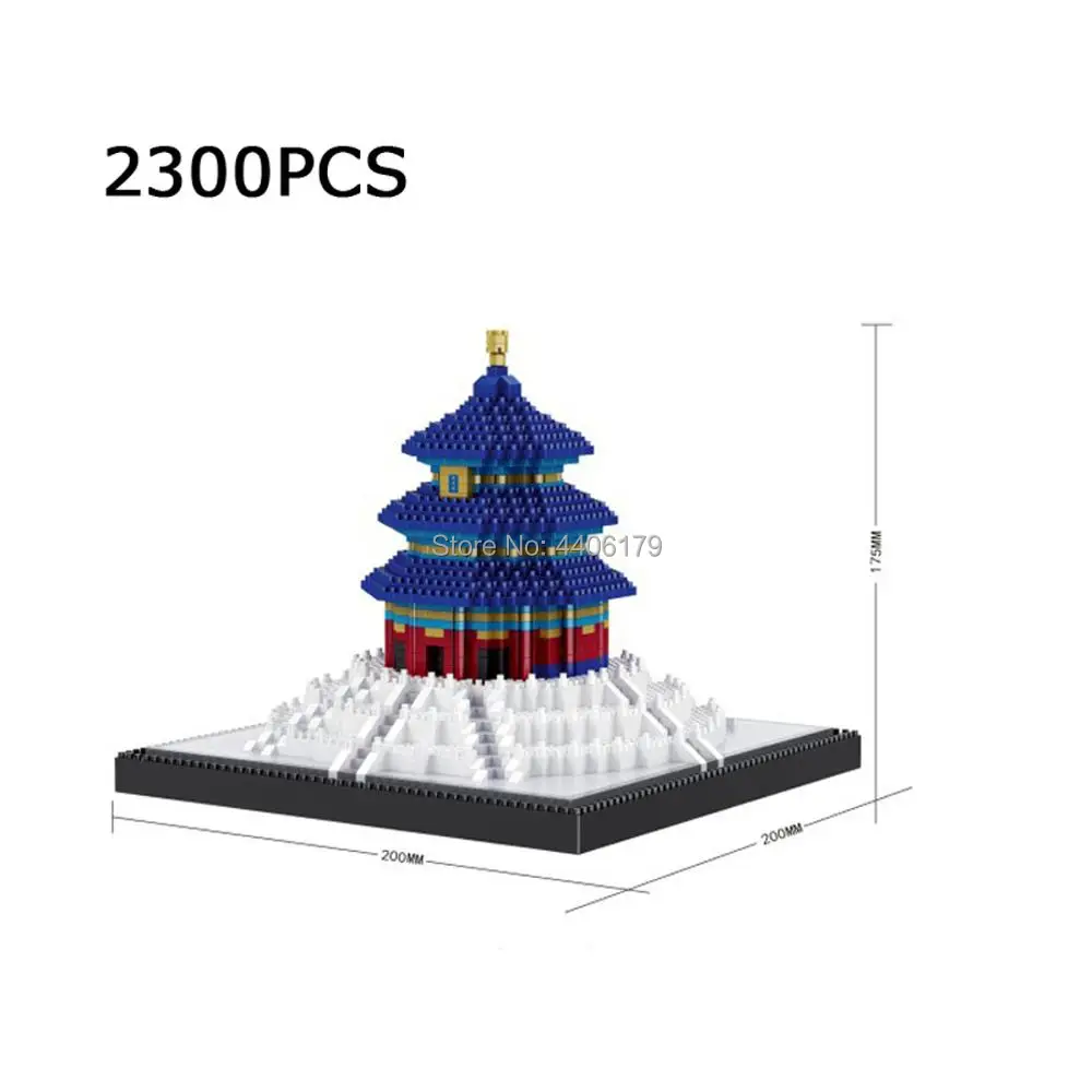 

hot LegoINGlys creators city Street view Beijing Temple of Heaven China micro diamond building blocks model Nanoblock toys gift