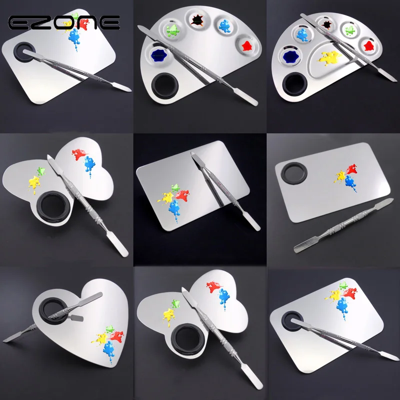 

EZONE Stainless Steel Paint Palette For Oil Painting Acrylic Watercolor Creative Butterfly Shape Palette Art Drawing Supply