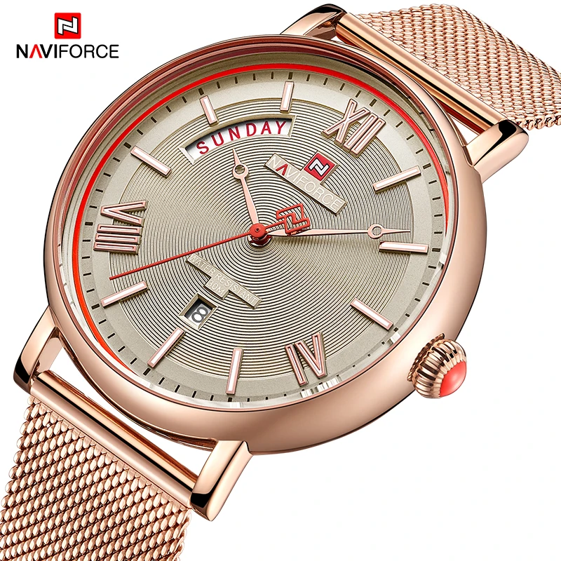 

NAVIFORCE New Fashion Mens Watches Luxury Brand Full Steel Waterproof Think Clock Male Quartz Watch Men Business Wristwatch