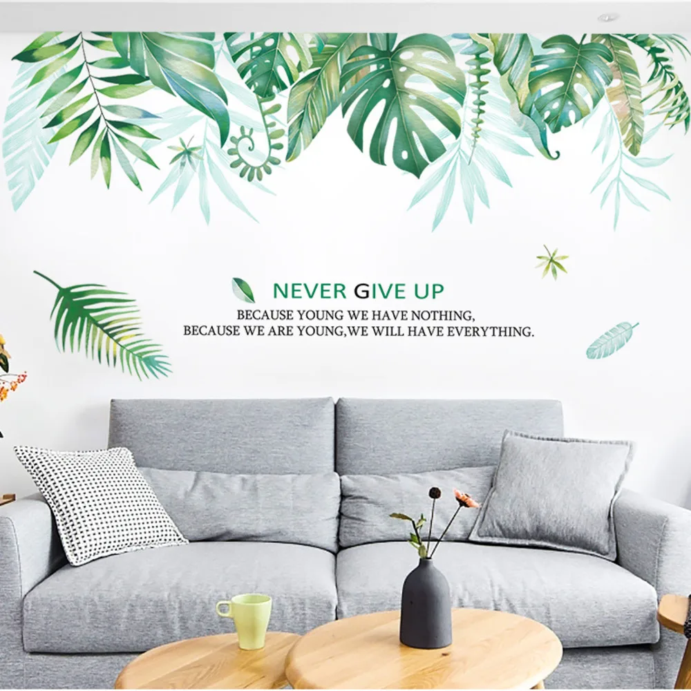 

96x175CM Ins Fresh Large Green Leaf A Living Room Bedroom Decoration Background Wall Stickers Wallpaper
