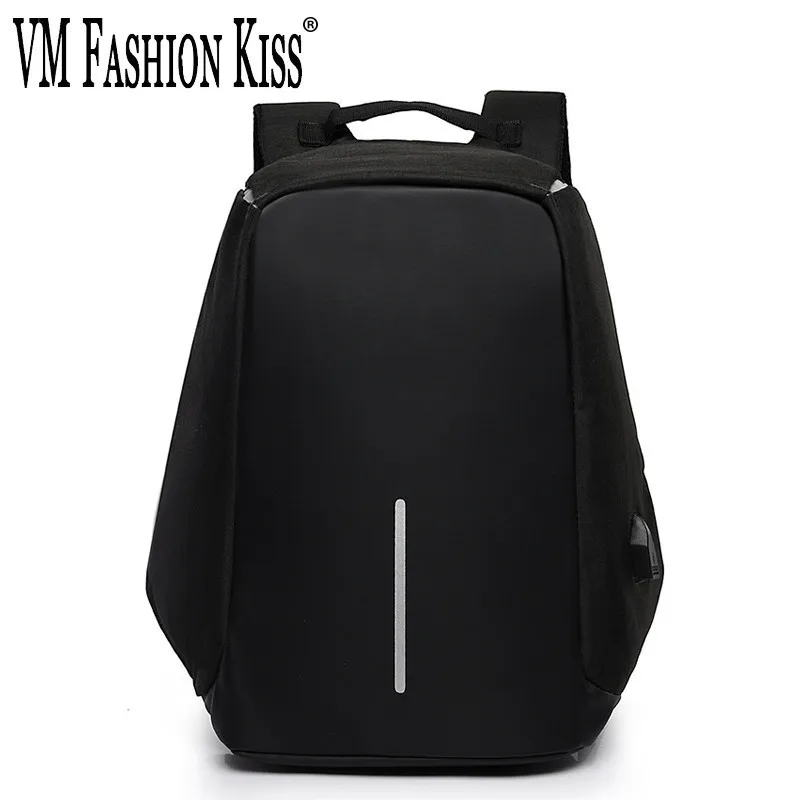 

VM FASHION KISS New Men Youth Anti-theft Multifunctional Oxford Casual Laptop Backpack School Usb Charge Waterproof KankenBags