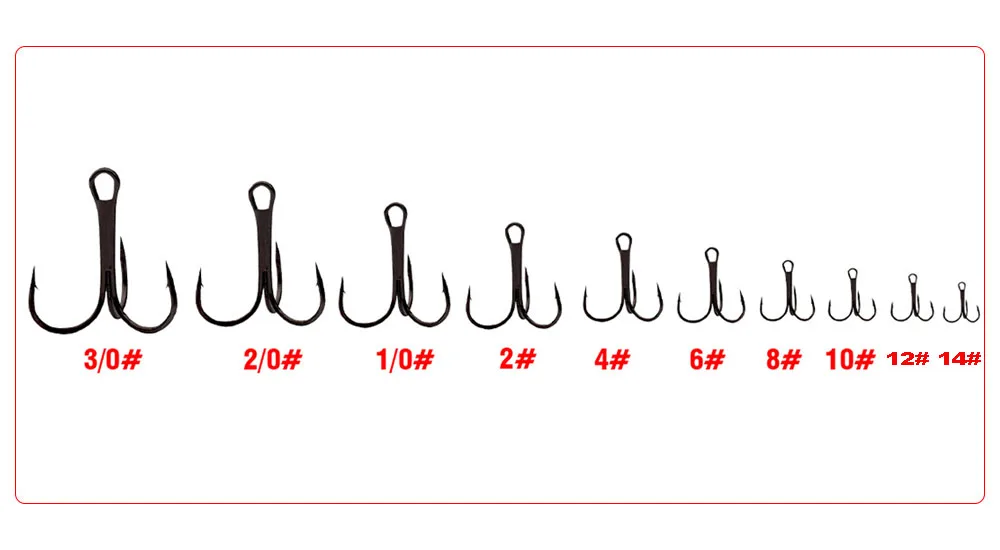 50 шт./кор. супер острые Крючки Тройные крючки 1/2/4/6/8/10/12/14# высокоуглеродистой Сталь тройные Крючки рыболовные снасти