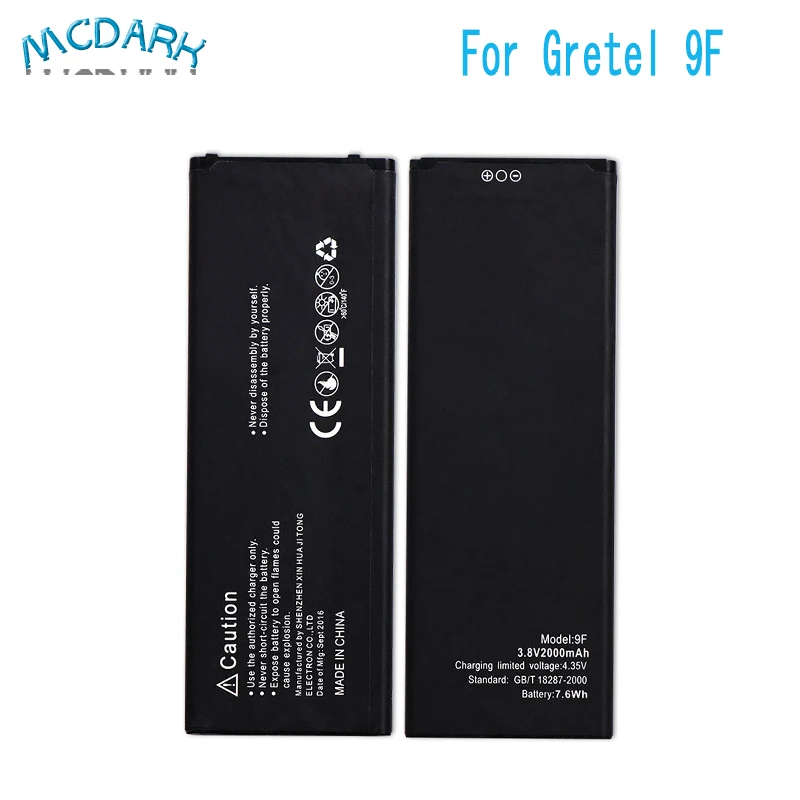 Mcdark 2000mAh Высокая емкость для Gretel 9F батареи A7 запасные сотового телефона