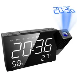 Люда проекционный будильник, 6,5 дюймов проекционные часы, fm-радио с температурой и влажностью, 12/24 часов, двойной будильник с U