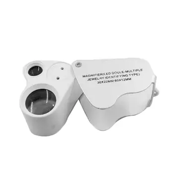 

30X 60X Handheld Folding Jewelry Optical Glass Loupe Magnifier w/LED Light