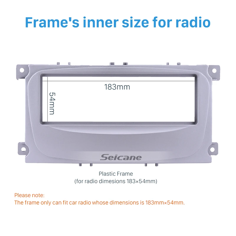 Seicane серебро 1Din OEM без зазора панель приборной панели Fram отделка комплект 1Din Автомобильная Радио фасции Для 2007 Ford Mondeo C Max 183*54 мм