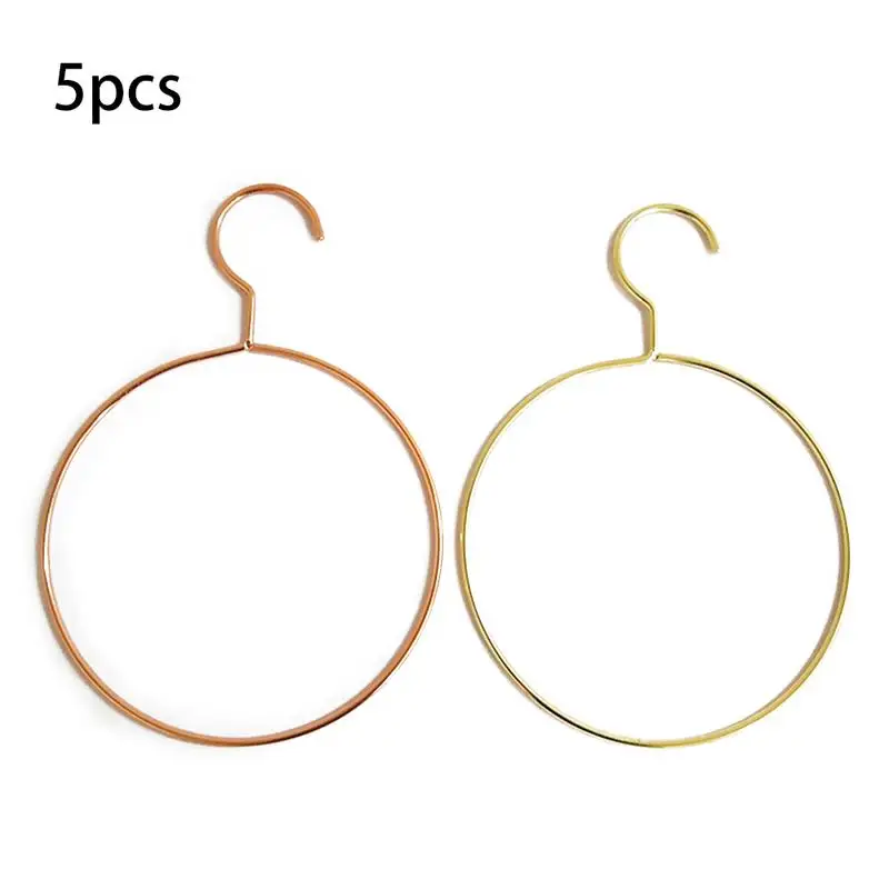 

5PCS Nordic Home Rose Gold Metal Iron Round Clothes Hanger Large Line Towel Scarf Hanger Multifunction Silk Scarf Storage Rack