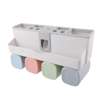 

1 Set Wall Mounted Automatic Creative Multifunctional Lazy Rack Toothpaste Squeezer Toothbrush Holder for Kitchen Bathroom