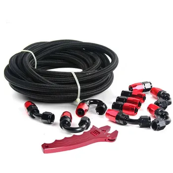 

ESPEEDER AN10 Stainless Steel Braided Fuel Hose Fittings End Black Hose Line Car Turbo Adaptor Oil Tubing Kit With Spanner