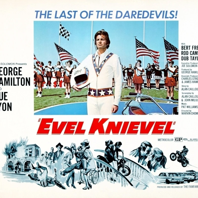 Evel Knievel Джордж Гамильтон 1971. Постер с фильмом Masterprint (28x22)|Таблички и знаки| |