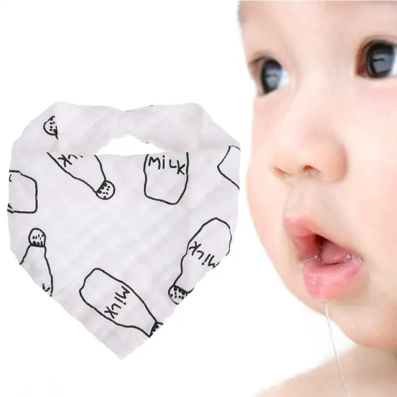 

Newborn Baby Bibs Triangle Scarf Milk Bottle Print Bandana Feeding Bibs Saliva Towel Baby Bibs Burp Cloth Baby Care Accessories