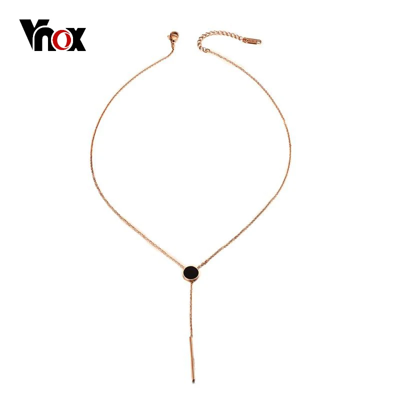 

Vnox Elegant Choker Necklace for Women Top Quality Stainless Steel Rose Gold-color Bar Charms Lady Daily Jewelry