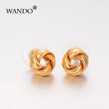 WANDO маленький эфиопское золото мяч золотистые Роскошные серьги серьга-гвоздик с покрытием Мода гладкие круглые серьги для женщин, ювелирные изделия для Для женщин E51