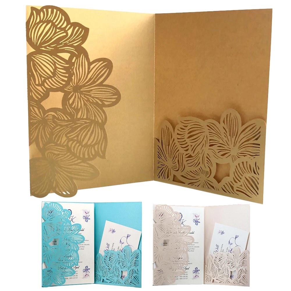  10PCS Lace Cut Wedding Invitation Cards Greeting Card Customize Business Cards Party Supplies - 32996630512