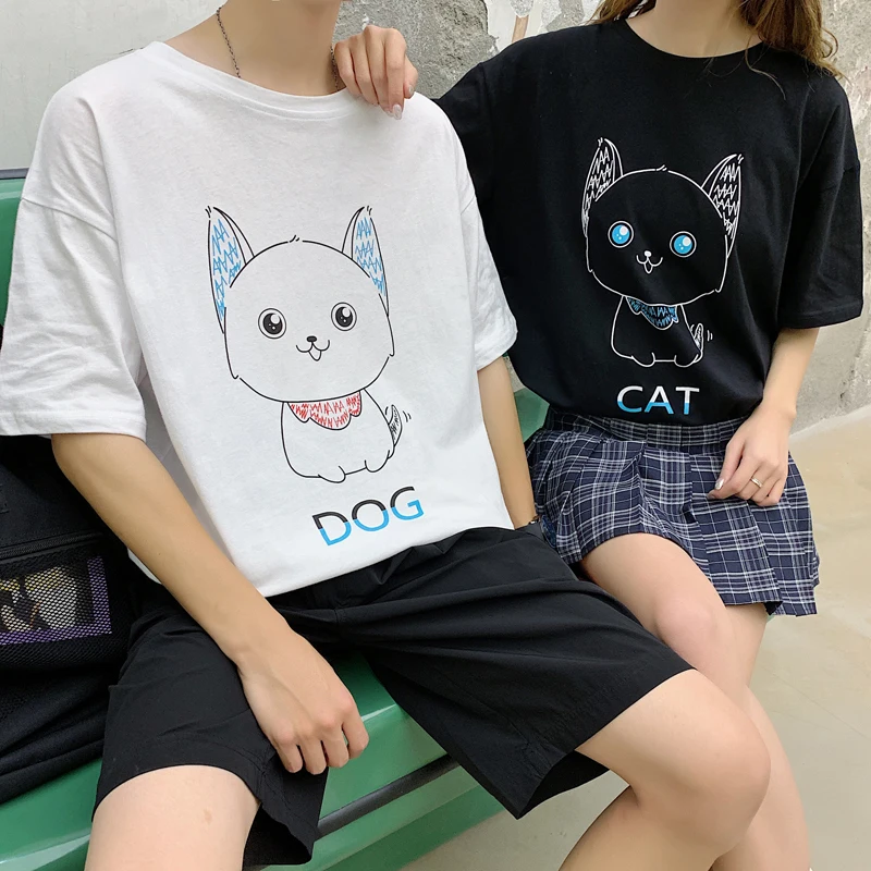 

Men's T-shirt Summer New Loose Round Neck Pullover Wild Couple Printing Short Sleeve Personality Student Casual Men's Clothing