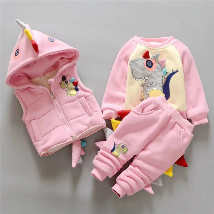 

Boys And Girls Baby Thick Three-piece Suit Children's Autumn Clothes Cotton Cartoon Loose Long-sleeved Jacket Winter Clothing