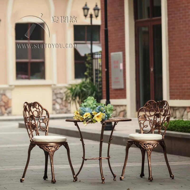 3 шт. сверхмощный литой алюминиевый стол и стул садовая мебель набор бистро с виноградом