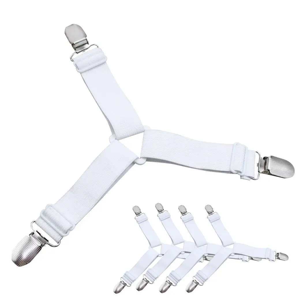 

Triangle Bed Mattress Sheet Clips Grippers Straps White, Black 20mm/0.8inch Suspender Fastener Holder